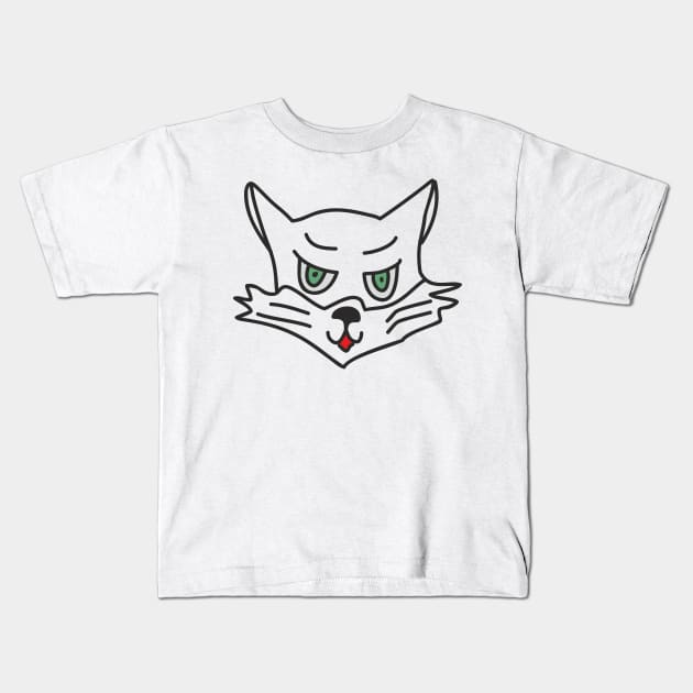 Face CAT Kids T-Shirt by Alekvik